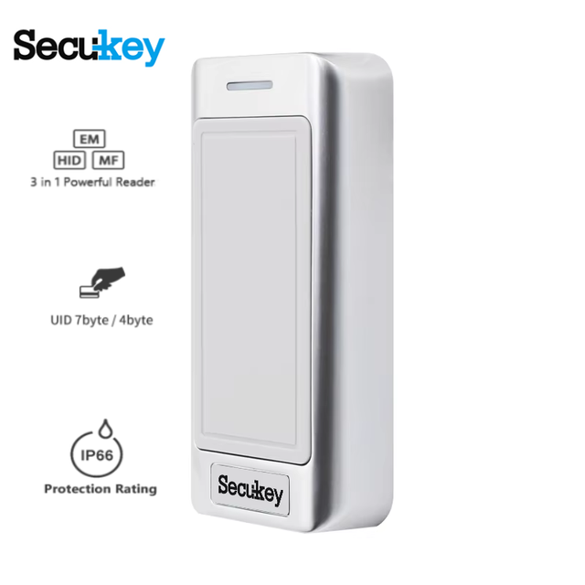 Secukey Metal Wiegand Reader IP66 Waterproof RFID 125KHz & 13.56MHz 3-in-1 EM// Card Reader Anti-Vandal Aluminum Alloy