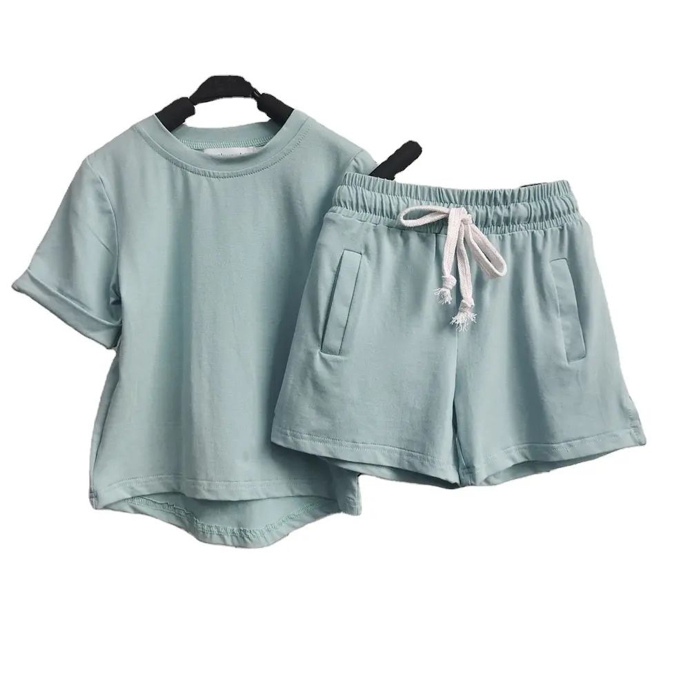 0-6y trẻ sơ sinh bé trai bé gái quần áo Bộ sợi tre giản dị Ngắn Tay Áo T-shirt Tops quần short trang phục mùa hè quần áo