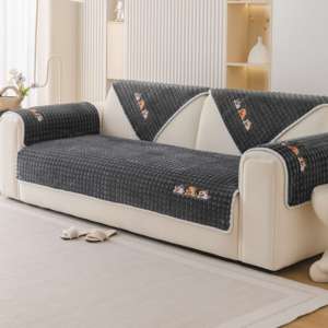 Universale gufi ricamo flanella antiscivolo ispessito copridivano soggiorno caldo flanella divano cuscino bracciolo asciugamano posteriore - Product Image 1