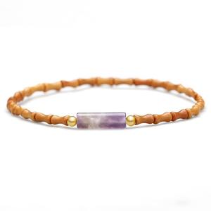 Pulseras de Piedra Natural Hechas a Mano, Diseño Elegante <span class=keywords><strong>y</strong></span> Equilibrado, Forma de Bambú, Tubo Delgado <span class=keywords><strong>El</strong></span>ástico, para Mujeres <span class=keywords><strong>y</strong></span> Hombres - Product Image 5
