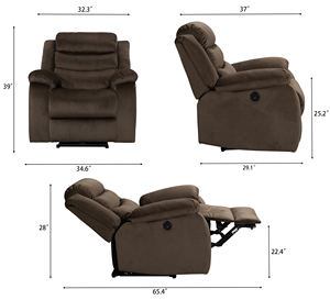 โซฟาปรับเอนแบบแยกส่วน 3+2 ที่นั่ง รุ่นคลาสสิค จากโรงงานโดยตรง ขายส่ง โซฟาผ้าเทคโนโลยีพร้อมคอนโซลอเนกประสงค์ สำหรับห้องนั่งเล่น ขายส่ง - Product Image 3