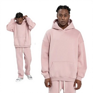 Sudadera con Capucha Rosa Extra Grande para Hombre, Sudadera Informal de Color Sólido, Sudadera con Capucha de Algodón Transpirable para Otoño - Product Image 1
