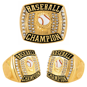 Bagues de championnat personnalisées en gros pour jeunes (baseball/softball) en alliage plaqué argent/or avec pierres précieuses – Style sportif/décontracté – Première place - Product Image 1