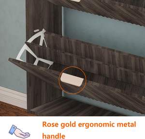 Meuble à chaussures autoportant moderne QIVOMIX avec 2 tiroirs rabattables, range-chaussures étroit pour entrée, en bois - Product Image 5