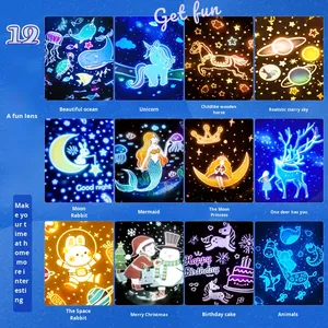 Boyid Modern Cute Starry Sky LED Night Light Lámpara de proyección Control táctil Batería blanca cálida Atmósfera Caja de música para niñas - Product Image 6