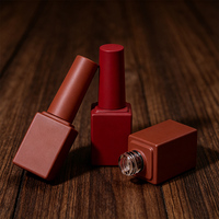 Flacon de vernis à ongles en verre mat personnalisé avec étiquette privée 14 ml avec bouchon à pinceau, style luxueux pour manucure professionnelle