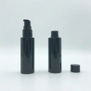 Vide Cosmétique Plat Épaule 20mm Cou Maquillage Toner Noir 50ml PET Bouteille En Plastique avec Bouchon Lotion Pompe Brume Pulvérisateur