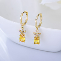 Gold Vermeil S925 Silber Gelbe Zirkonia Blumen Huggie-Ohrringe Silber Gelbe Blumen Zirkonia Blumen-Charm Creolen
