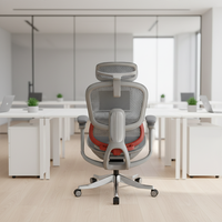 Chaise de bureau ergonomique en maille au design moderne avec appui-tête réglable et fonction pivotante pour cadre dirigeant