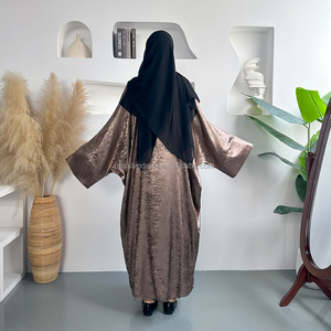 哈比卜库存女性闪亮和服阿巴亚2025迪拜时尚前开阿巴亚穆斯林连衣裙 - Product Image 4