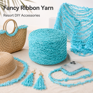 Fil fantaisie en ruban turquoise pour sac <span class=keywords><strong>de</strong></span> plage, bordure <span class=keywords><strong>de</strong></span> chapeau, artisanat DIY, vente en gros OEM - Product Image 5