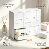 Boîte de calendrier de l'avent blanche personnalisée, boîte en papier multi-tiroirs pour un cadeau de style naturel pour les fêtes