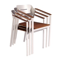 patio, ensemble de salle à manger en bois de teck, 4 pièces, table basse en aluminium pour jardin extérieur et chaises 3 places