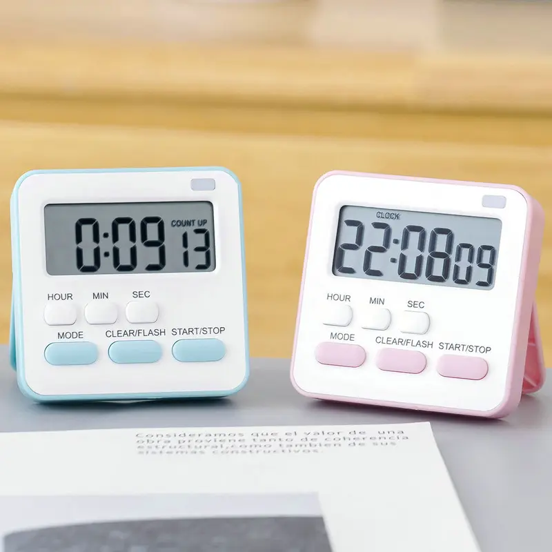 Alarm Clock Square Multicolor LCD Screen Timer Reminder Electronic Clock Flash Mute Kitchen Cook Study Home for Kids Elderly