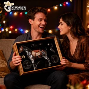 Ensemble de carafe à whisky artisanale en verre en forme de cheval pour bar à domicile, avec 2 verres à whisky Old Fashioned, cadeau pour hommes, bourbon, vodka - Product Image 3