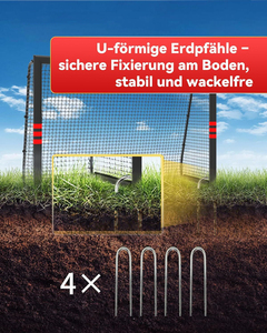 Porterí<span class=keywords><strong>a</strong></span> de Fútbol para Jardín - Marco de Acero de 32 mm y Acolchado de EPE, Juego de Porterí<span class=keywords><strong>a</strong></span> Resistente <span class=keywords><strong>a</strong></span> la Intemperie con Red de PE de 33 Capas y Anclaje en Forma de U - Product Image 4