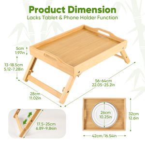 Mesa de Cama Plegable de Madera Maciza Moderna con Asas, Mesa Portátil para Servir el Desayuno y Uso en Sofá con Altura Ajustable - Product Image 6