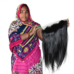 Extensions de cheveux humains de temple indien, vierges, naturels, bruts, Remy, à double trame, frontal 13*4, cuticules alignées, vente en gros - Product Image 1