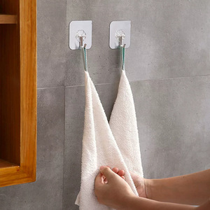 Porte-serviettes mural en nickel brossé, sans perçage, à crochet unique, pour rangement de serviettes de salle de bain - Product Image 3
