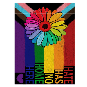 Drapeau de jardin décoratif de tournesol arc-en-ciel de fierté de progrès, la haine n'a pas de maison <span class=keywords><strong>ici</strong></span> extérieur petit drapeau de jardin de décor à la maison - Product Image 1