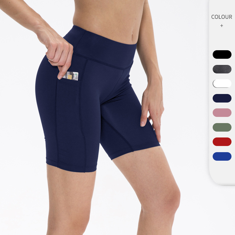 High Waist Shorts for Women Athletic Gym Biker Shorts With Side Pocket Scrunch Butt Running Shorts Women Yoga Pants Sports Tight