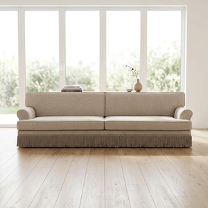 Sofá de Lujo con Respaldo Alto y Borlas, Sofá Recto de Tela de Diseño Moderno, Sofá Retro Deco de <span class=keywords><strong>3</strong></span> <span class=keywords><strong>Plazas</strong></span> para Villa o Mansión, Asientos de Diseño - Product Image 3