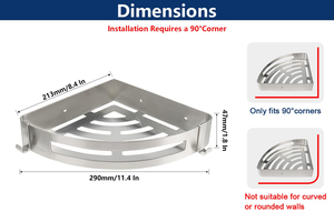 Modern Dual Tiers Space Aluminum Self Adhesive Shower <b>Corner</b> <b>Shelf</b> Bathroom <b>Corner</b> <b>Shelf</b> with Hooks Space-Saving Shower Caddy - Product Image 4