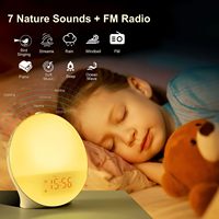 Jam Alarm matahari terbit & Speaker portabel, dengan cahaya sekitar Radio kebisingan putih untuk tidur dan relaksasi
