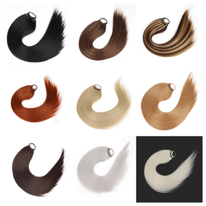 Sintético 24 pulgadas largo recto Cola de Caballo banda elástica banda de goma anillo de pelo negro marrón Cola de Caballo extensiones de cabello para mujeres - Product Image 3