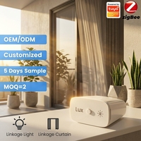 Capteur de luminosité intelligent Tuya Zigbee, détection de la lumière du jour, contrôle automatique des rideaux, alerte de faible batterie, compact, blanc