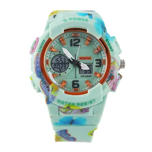 Newest Ana-Digital Watches Women Waterproof Luminous Color Rubber Band Digital Watch For Kids