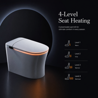 Toilette intelligente moderne avec bouton latéral, bidet électrique intelligent, chauffage instantané, capteur au pied, chasse d'eau automatique