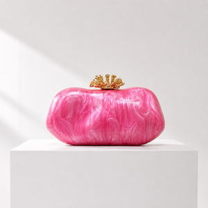 Factory Wholesale Acrylic Luxury <b>Clutch</b> Bags Hard Shell with Gold Crown Decoration Chains Evening Party <b>Wedding</b> Style - Product Image 2