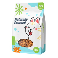 Sac d'emballage alimentaire personnalisé pour animaux de compagnie pochette à fond plat à 8 joints latéraux pour chien chat friandises pour aliments secs refermable sac en aluminium kraft écologique
