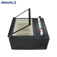 Vitrine Réfrigérée Ouverte pour Gelato à Refroidissement Direct, Présentoir de Comptoir pour Crèmes Glacées, Idéal pour les Boutiques de Desserts et de Bubble Tea