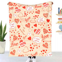 Prix de gros, couvertures personnalisées douces en forme de cœur, cadeau de la Saint-Valentin, couvertures en flanelle pour le Nouvel An