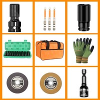 Kit de 10 pièces : Disque de coupe, Douille perlée-nickelée, Jeu de douilles, Rallonge, Porte-embouts à ressort, Gants, Clé électrique
