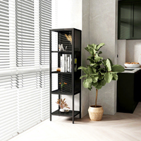 Bibliothèque Enfant avec Porte Vitrée, Meuble de Rangement pour Salon, Étagère de Présentation, Armoire de Rangement