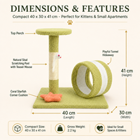 Arbre à chat moderne en bois avec tunnel, griffoir, plateforme ronde et jouets suspendus pour chats d'intérieur, vente en gros OEM/ODM