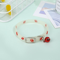 Collier Lumineux en Silicone pour Chien et Chat, Motif Patte, Fluorescent, Boucle Réglable, Clochette, Sécurité Nocturne, Étanche, Anti-Perte, Doux et Adorable pour Petits Animaux