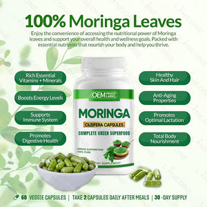 OEM/ODM 100% Ekstrak Bubuk Daun Moringa Oleifera Murni Vegan Organik Kapsul untuk Dewasa 60 Kapsul - Product Image 2