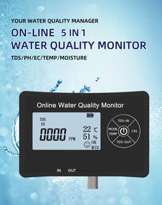 Probador de calidad del agua inteligente 5 en 1 en línea Monitor digital TDS/EC/PH/Temp/Humedad para acuicultura y peceras - Product Image 5