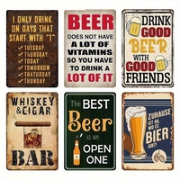 Plaques Métalliques Vintage pour Décoration de Bar et Garage, Citations Amusantes sur la Bière et le Whisky, Plaques Murales Style Industriel Rétro, Décoration Intérieure
