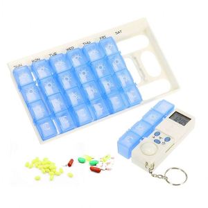 Nouveau produit en gros personnalisable : Boîte à pilules intelligente électrique avec porte-clés, organisateur de 28 compartiments pour 7 jours - Product Image 1
