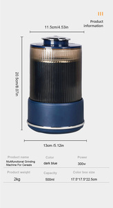 Mini Moulin à Grains Électrique Portable 3L 300W avec 8 Lames en Acier Inoxydable, Réduction du Bruit, Conception Démontable, Moulin à <span class=keywords><strong>Café</strong></span> Domestique - Product Image 2