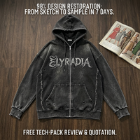 ELYRADIA Hoodie Pria Ramah Lingkungan dengan Cetakan Kustom, Gaya Gothic Y2K Streetwear Vintage, Efek Destroy Wash, Bahan Linen Enzyme Wash untuk Musim Dingin
