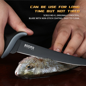 For <b>Fishing</b> Customized Stainless Steel 7/9inch Serrated Flex Blade Black/Red & Portable Lake River Fillet Knife - Product Image 3