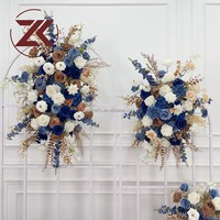 Décoration florale de mariage faite à la main, série Forêt ZKAI, couleur bleue, fleurs artificielles en soie, chemin de table