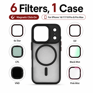 Kit de filtres UV CPL VND <span class=keywords><strong>Black</strong></span> <span class=keywords><strong>Mist</strong></span> pour téléphones mobiles OEM, compatible iPhone 18 17 16, avec étui de chargement magnétique sans fil et <span class=keywords><strong>filtre</strong></span> d'objectif pour téléphone - Product Image 1