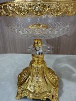 Plateau à fruits doré, en verre de luxe européen plaqué or, pour la décoration de la maison, des fêtes et des mariages, élégant plateau à fruits en alliage
